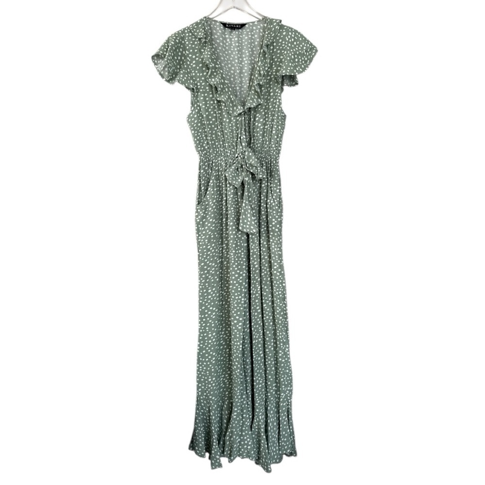 Kivari Capri Jumpsuit in Sage Polka Size Small